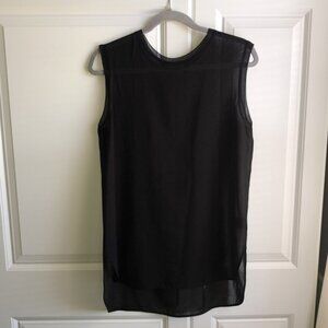 VINCE Silk sheer Sleeveless Top High Low Black‎ Women’s Medium